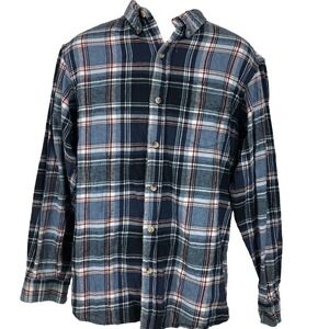 Red Head Flannel Shirt Men M Blue Plaid  Outdoor Lumberjack Heavy